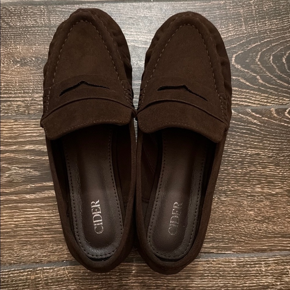 Cider Women’s Dark Brown Suede Penny Loafers